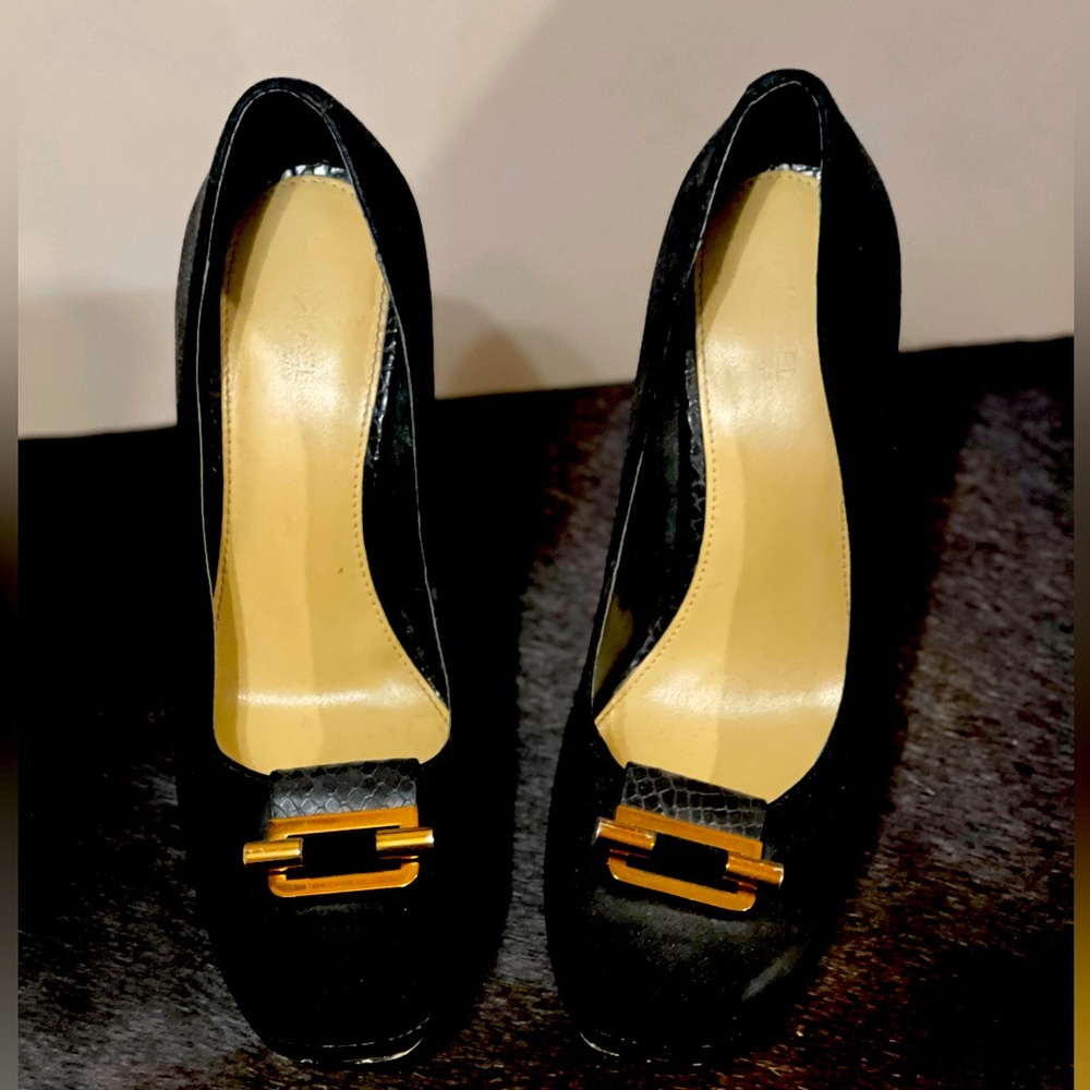 Genuine Michael Kors suede pumps with gold buckle